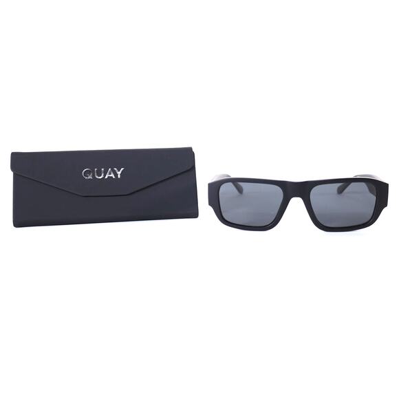 Quay Australia NIGHT CAP Rectangle Sunglasses Polarized - Matte Black/Black - Picture 10 of 11
